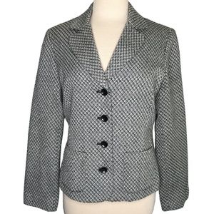 Norton McNaughton Tweed Blazer Women's Size 8 Black White Lined